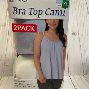 Women's 32 Cool Built In Bra Top Cami Camisole 2 Pack XL Bust 42-44" NEW